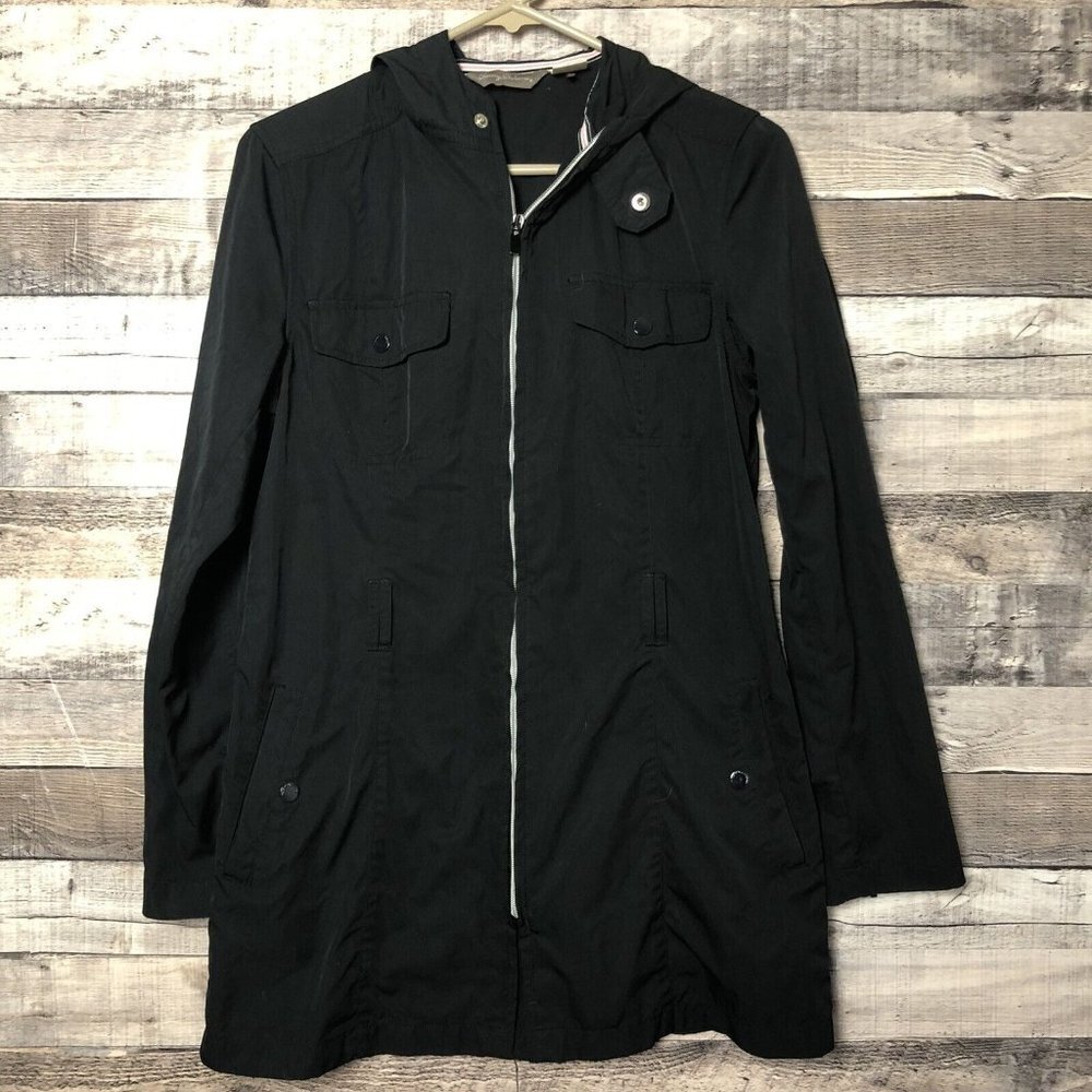 Tommy Bahama Women's Windbreaker Hooded Jacket Black Size Medium